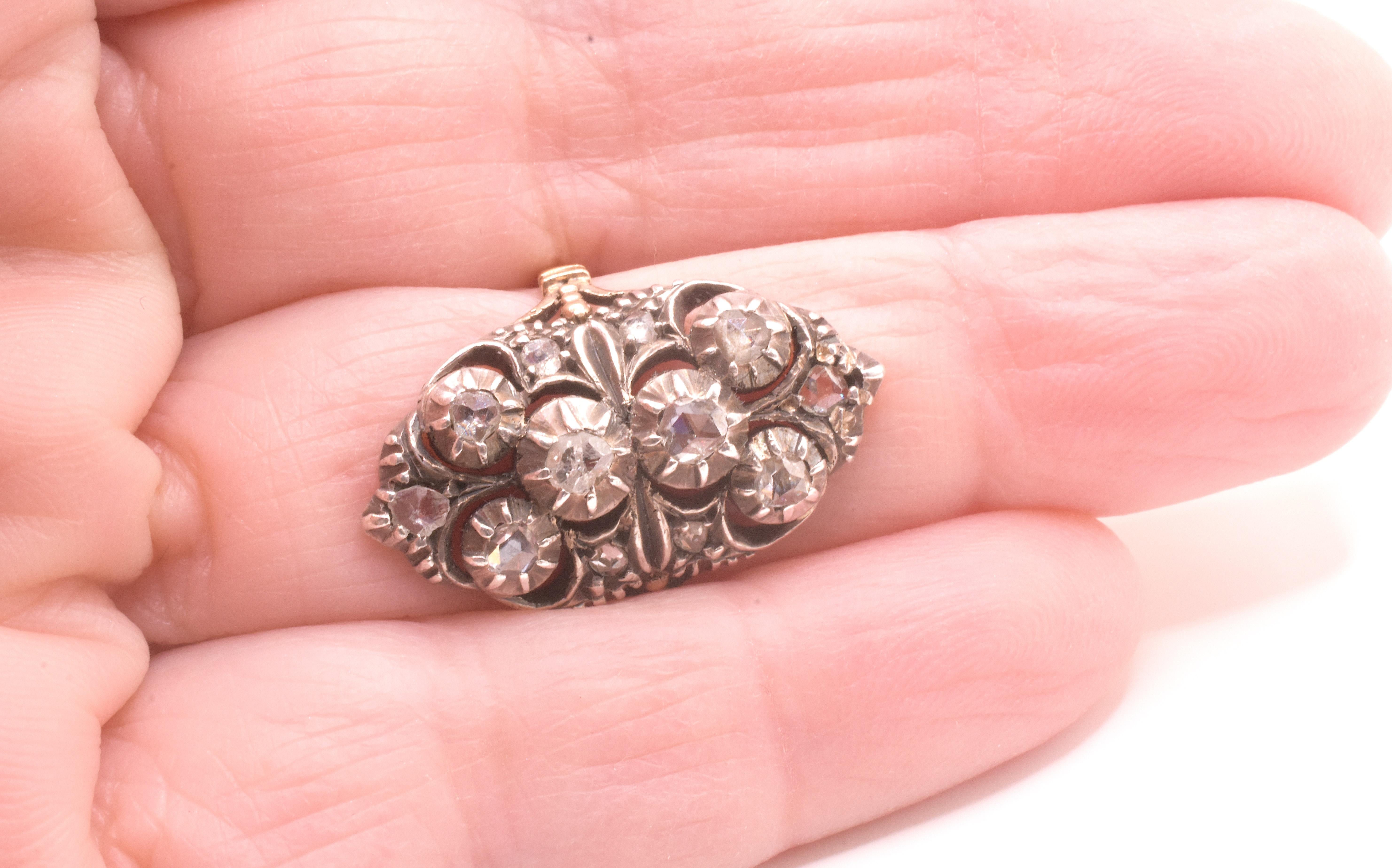 18K Marquis-förmiger frühviktorianischer Diamant-Cluster-Ring im Angebot 5