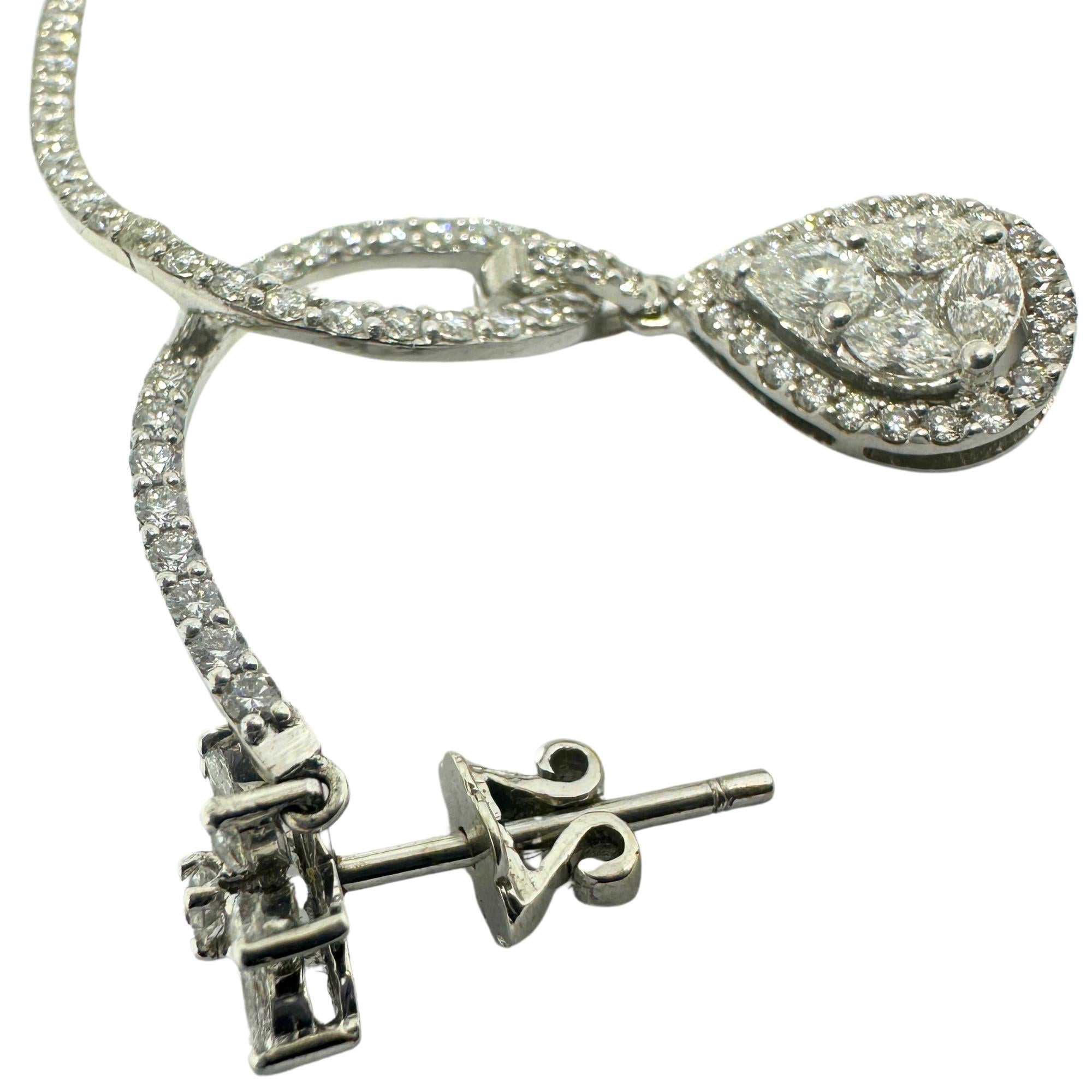 Women's 18k Marquise and Pear Cut Diamond Earrings For Sale