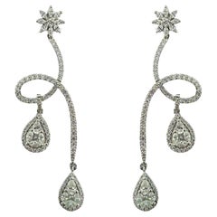 18k Marquise and Pear Cut Diamond Earrings