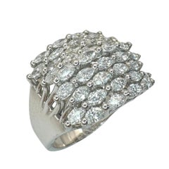 18k Marquise Cut Diamond Wide Band Ring