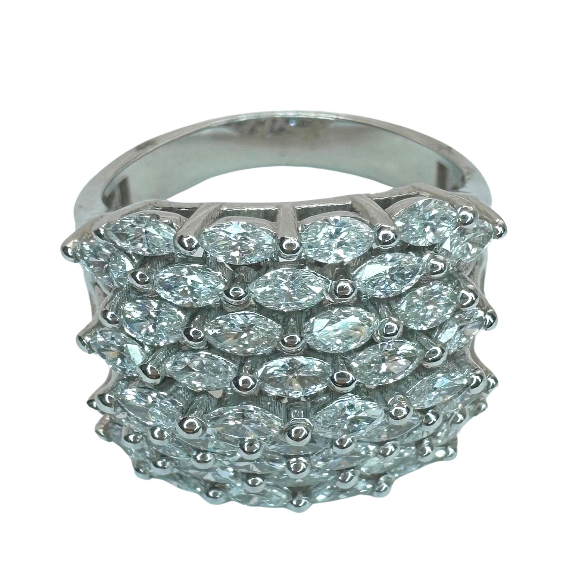 18k Marquise Cut Diamond Wide Band Ring For Sale 2