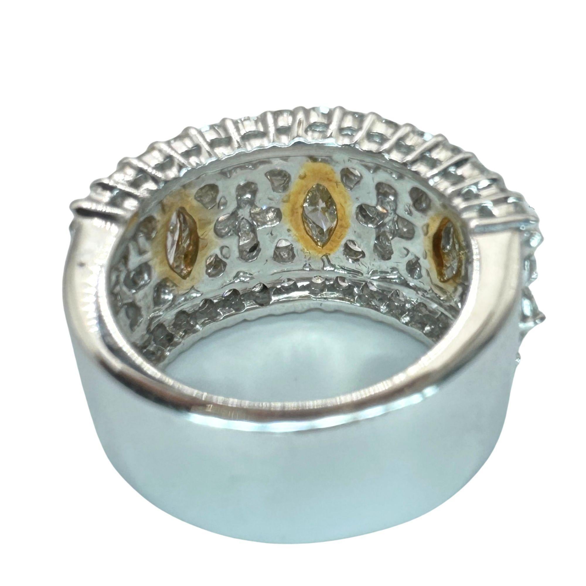 18k Marquise Cut Diamond Wide Band Ring For Sale 4