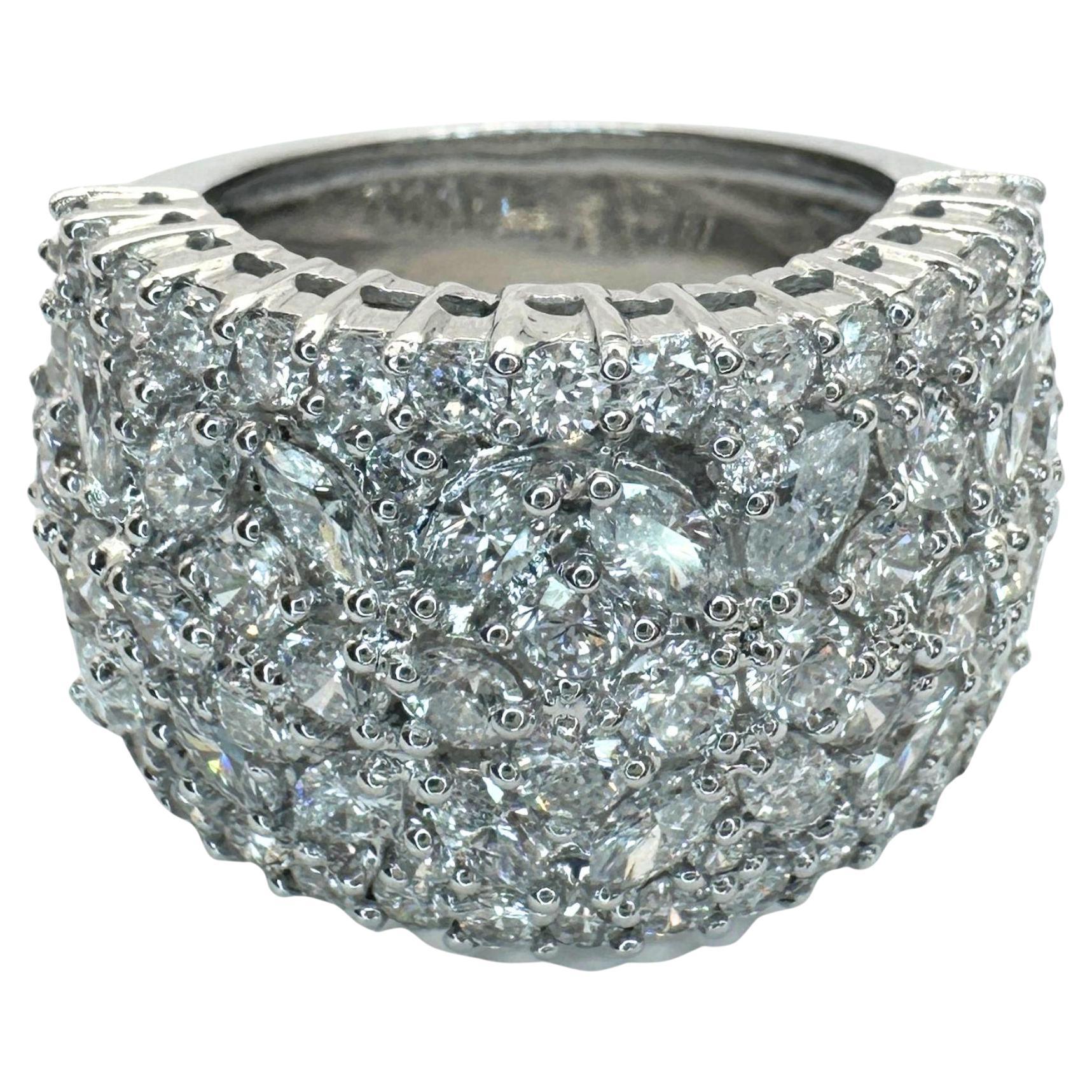18k Marquise Cut Diamond Wide Band Ring For Sale