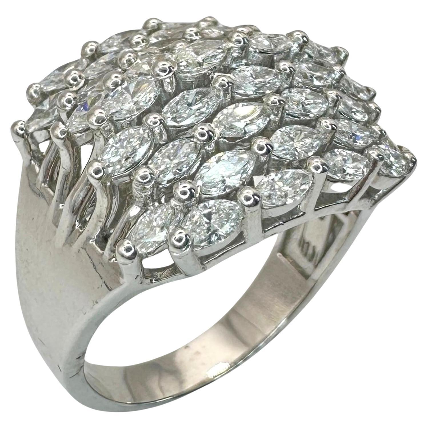 18k Marquise Cut Diamond Wide Band Ring For Sale