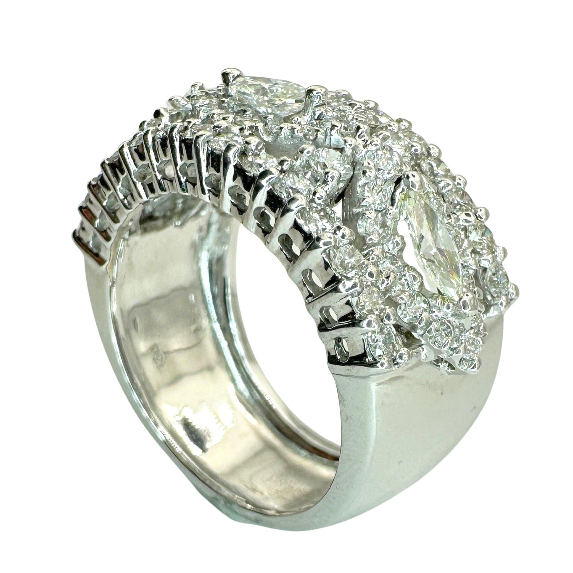 Women's 18k Marquise Cut Wide Band Diamond Ring For Sale