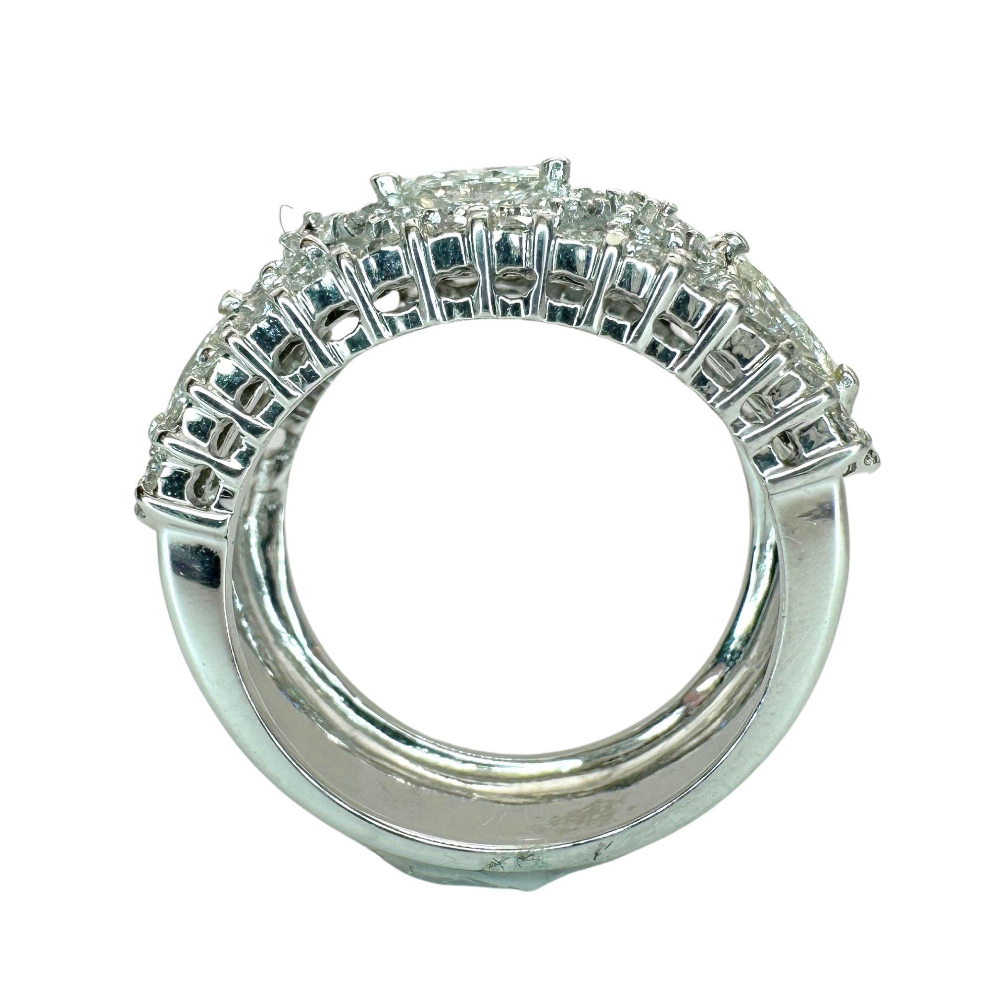 18k Marquise Cut Wide Band Diamond Ring For Sale 2