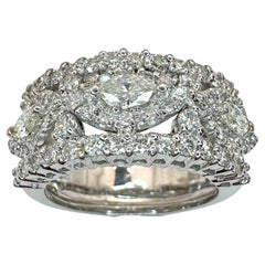 18k Marquise Cut Wide Band Diamond Ring