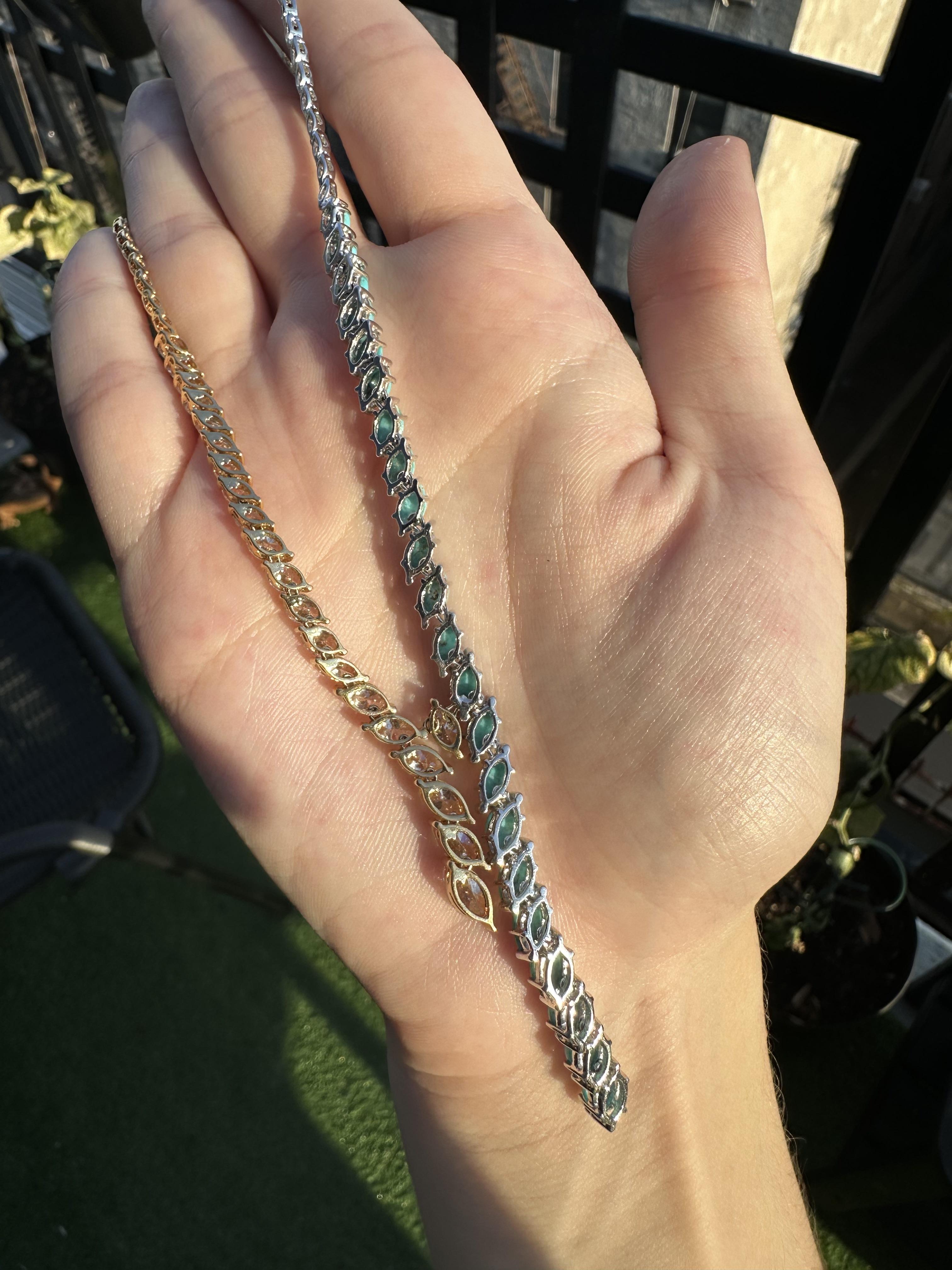18k Marquise Diamond and Turquoise Necklace For Sale 10