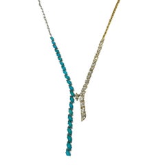 18k Marquise Diamond and Turquoise Necklace
