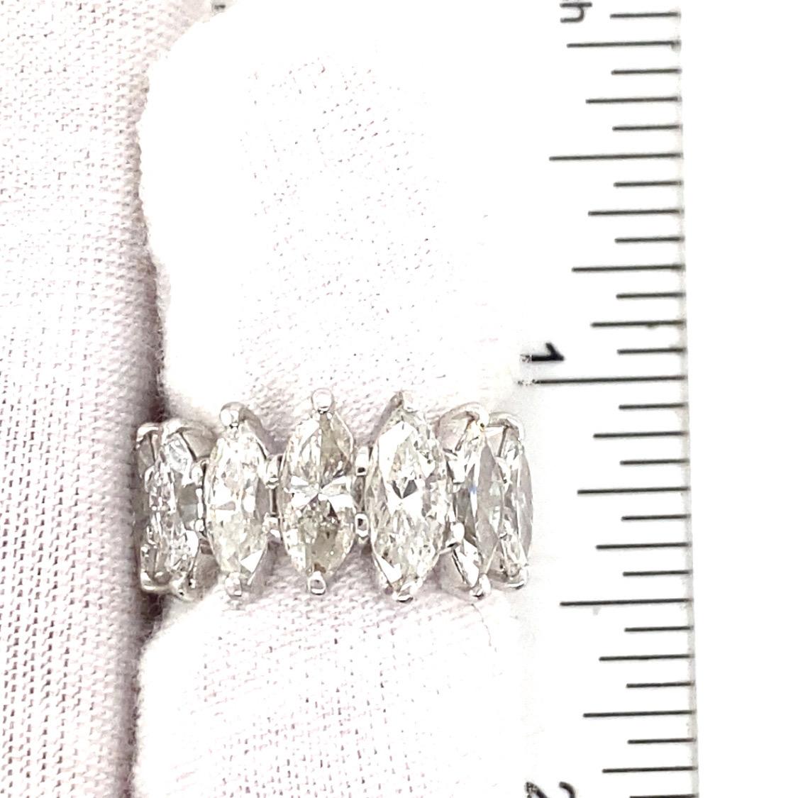 18k Marquise Diamond Graduated 7.50 Carat Eternity Band White Gold For Sale 1