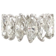 18k Marquise Diamond Graduated 7.50 Carat Eternity Band White Gold