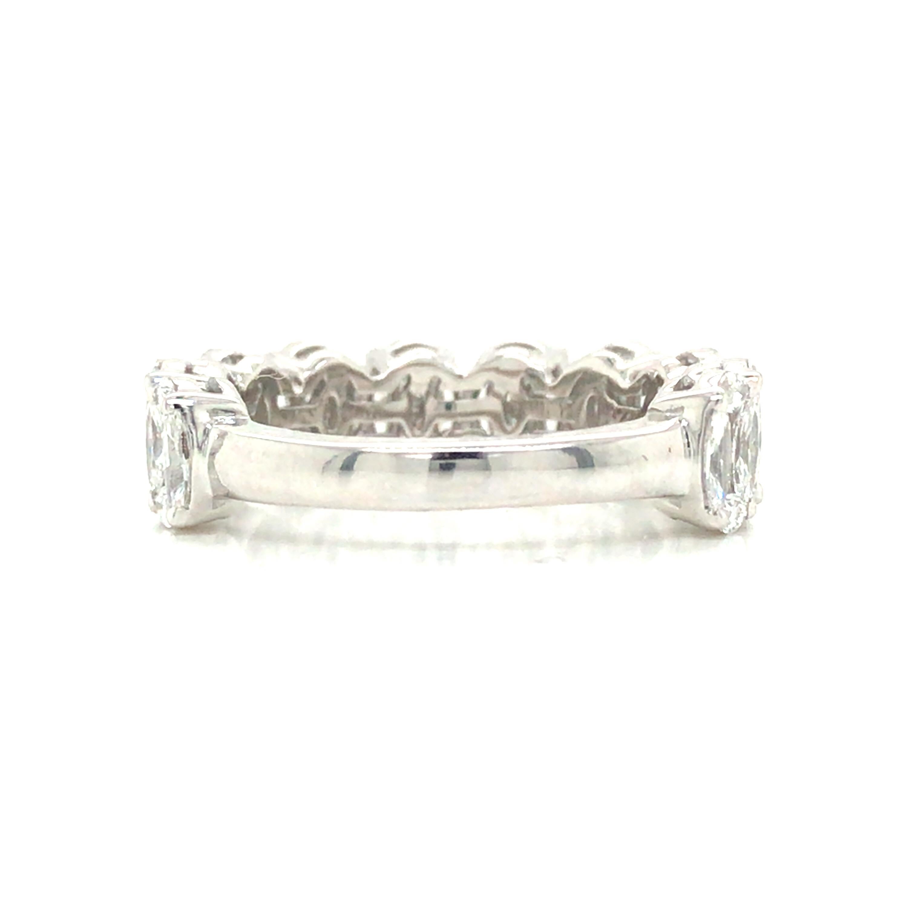 Women's 18K Marquise Princess Cut Diamond Oval Cluster 3/4 Eternity Band White Gold