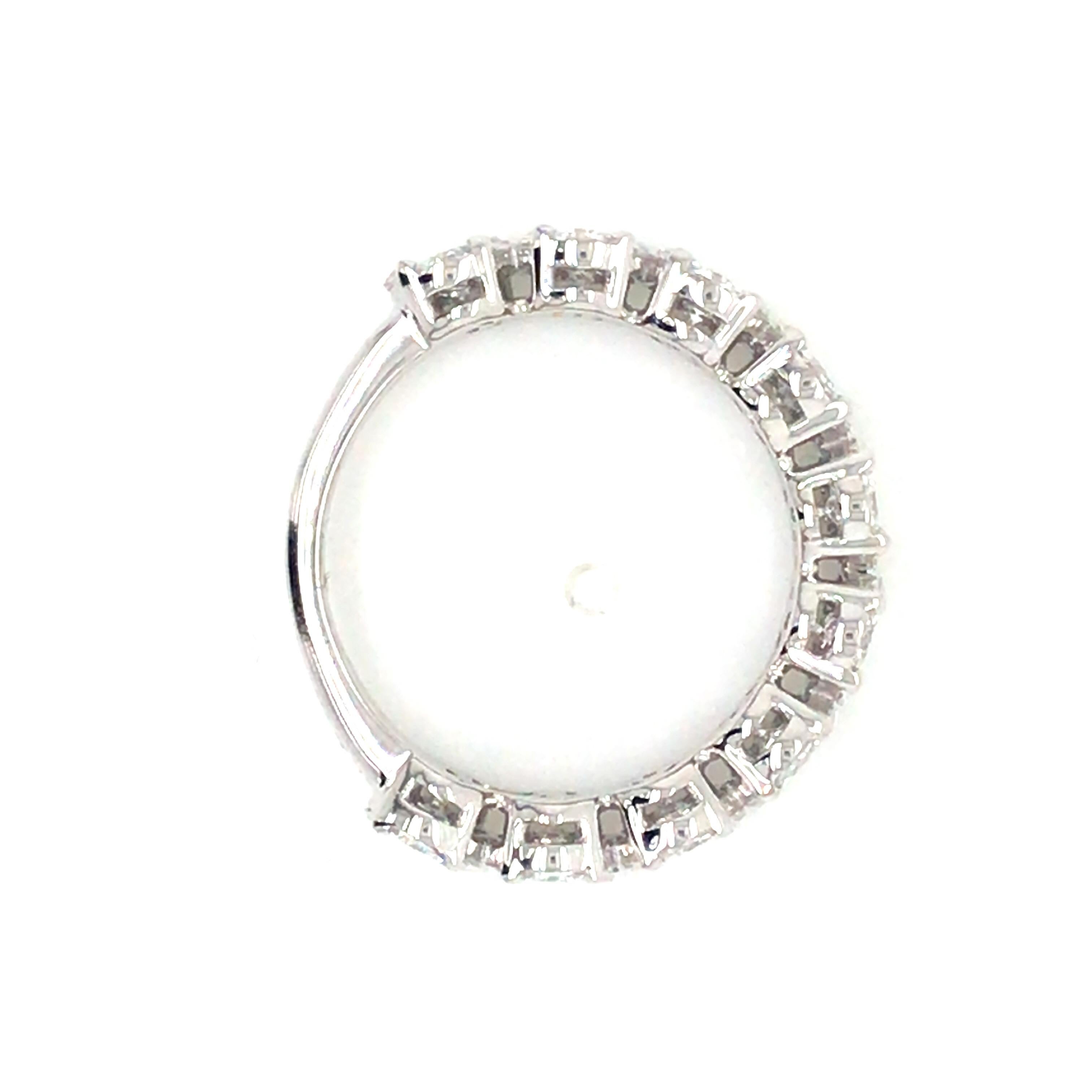 18K Marquise Princess Cut Diamond Oval Cluster 3/4 Eternity Band White Gold 1