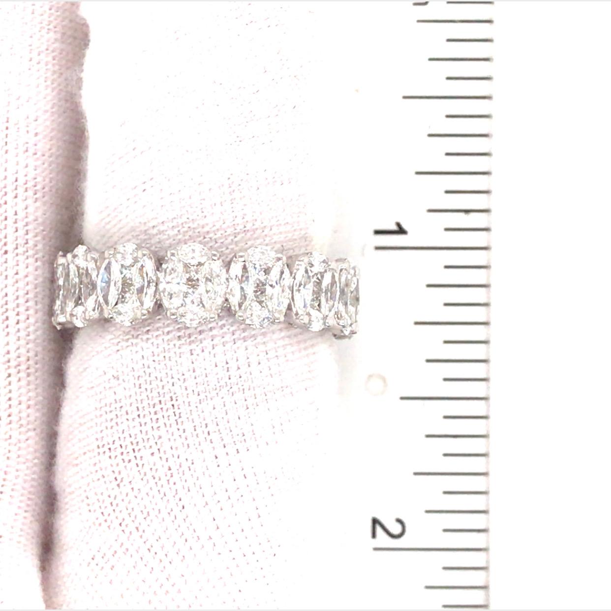 18K Marquise Princess Cut Diamond Oval Cluster 3/4 Eternity Band White Gold 2