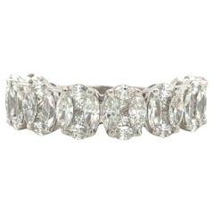 18K Marquise Princess Cut Diamond Oval Cluster 3/4 Eternity Band White Gold