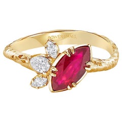 18k Marquise Ruby & Diamond Stargazer Ring