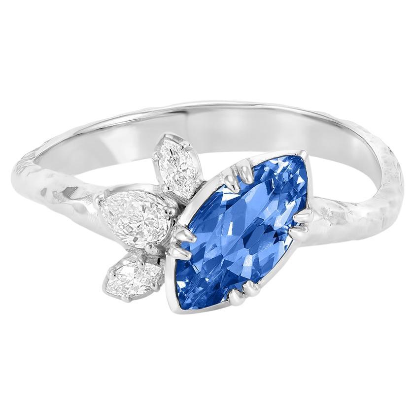 18k Marquise Sapphire & Diamond Stargazer Ring
