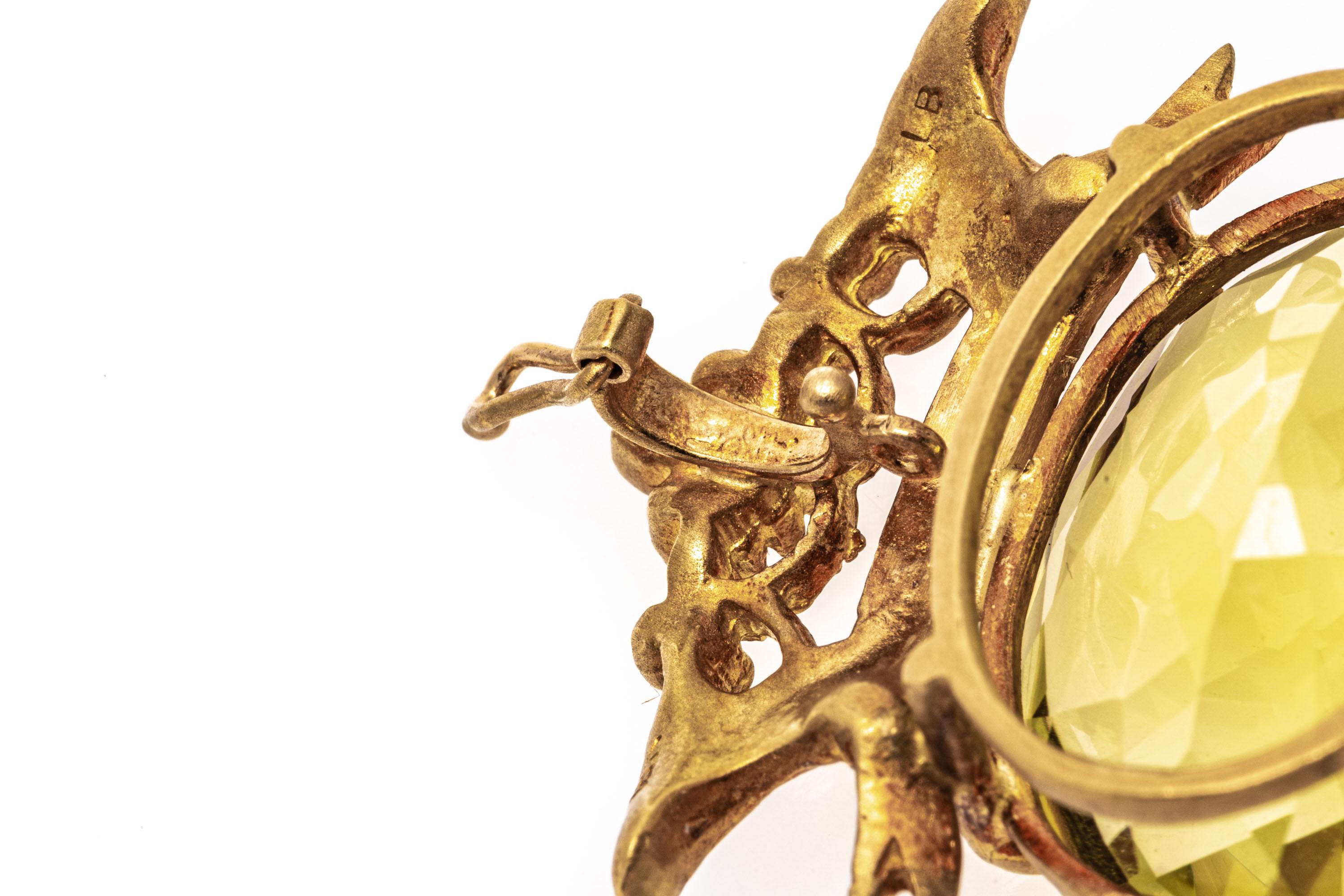 Chaîne en or jaune mat 18 carats avec pendentif couronne en citrine 14 carats, environ 12,36 carats en vente 3