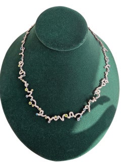 18K White Gold Multi-Color Gemstone Necklace by Mauboussin, 1990