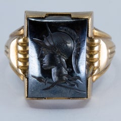 18 Karat Men's Hematite Intaglio Ring, circa 2000
