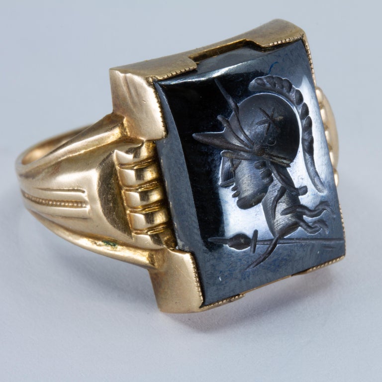 18 Karat Men's Hematite Intaglio Ring, circa 2000 at 1stDibs