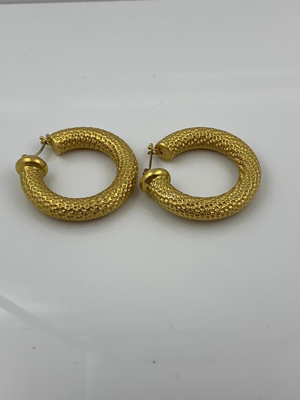 18K MESH GOLD Hoop Earrings 10.1 grams