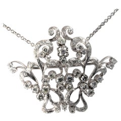18K Midcentury Vintage Garland Intricated Open Work Diamond Necklace and Brooch