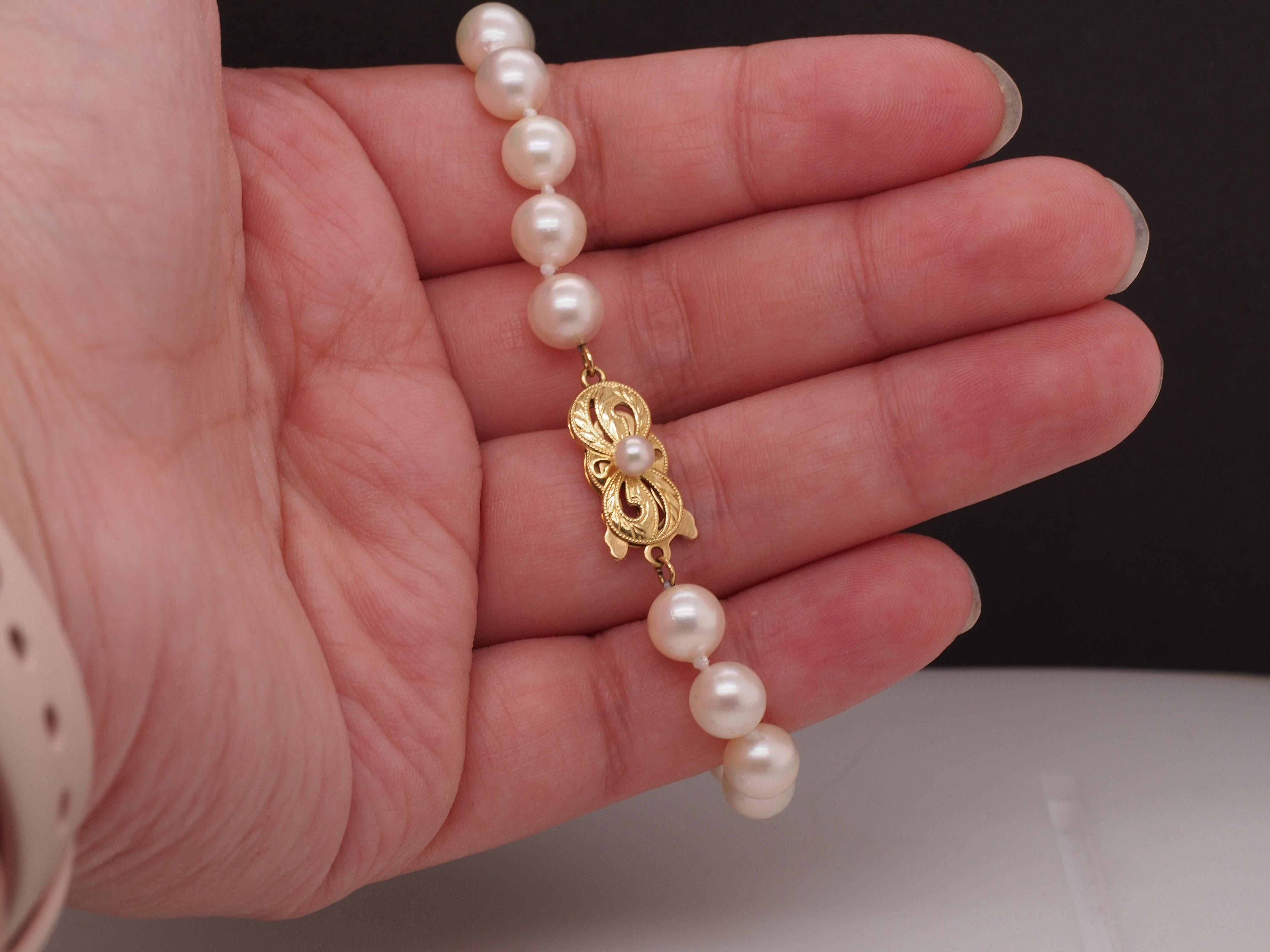 Round Cut 18K MIKIMOTO Yellow Gold Pearl Bracelet with Ribbon Clasp