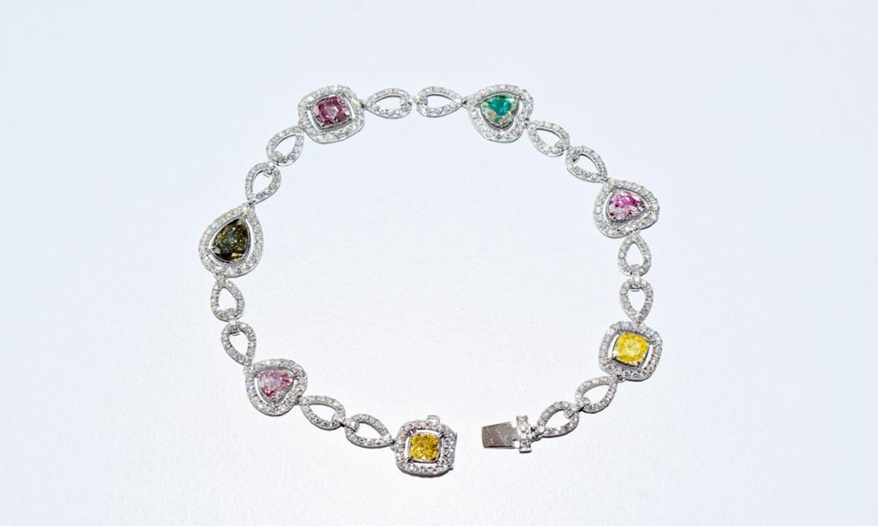 da uomo o donna Bracciale con diamanti a forma mista 18K in vendita