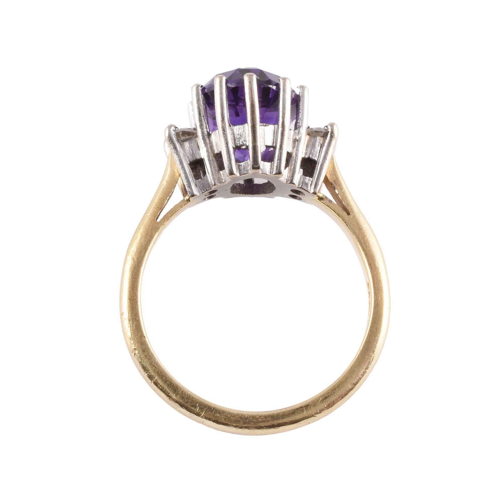 18K Mixed Cut Amethyst Ring For Sale 2