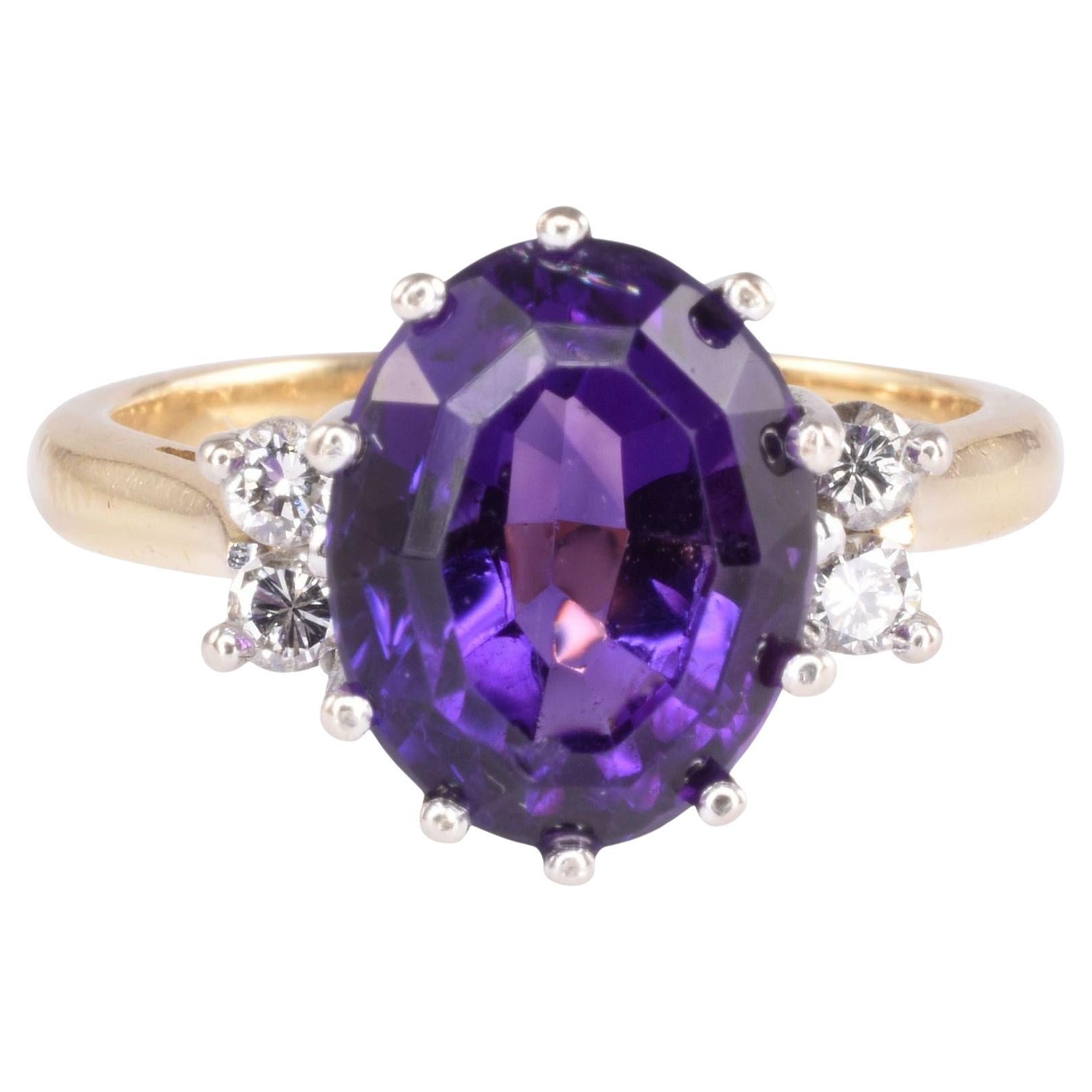 18K Mixed Cut Amethyst Ring For Sale