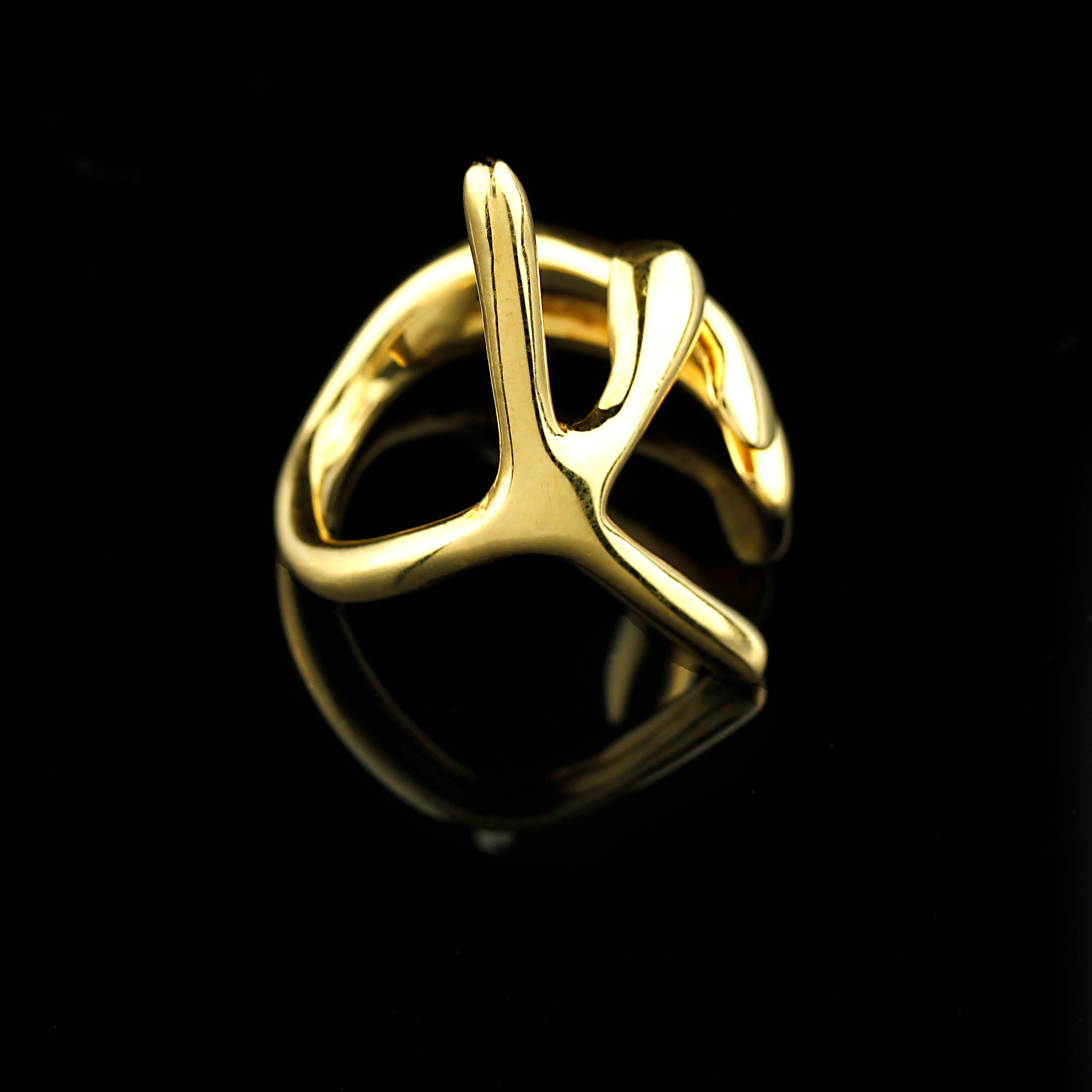 AJD 18 Karat Modern Free Form Crossover Ring 1