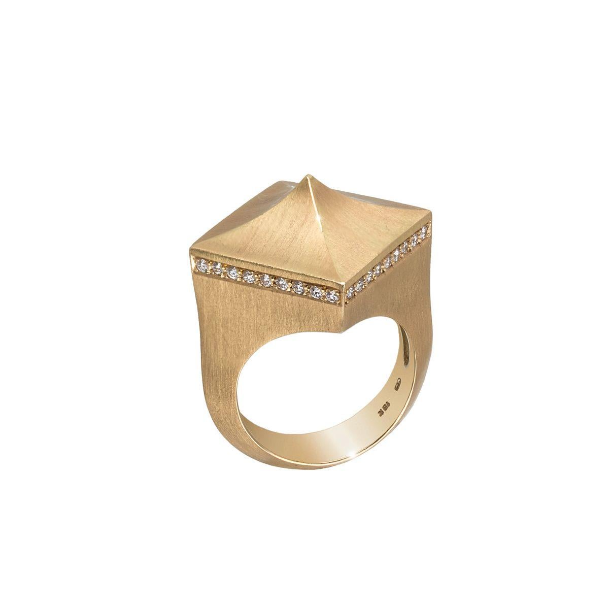 Contemporary 18k Modern Styled Gold Ring with Diamonds, by Gloria Bass For Sale