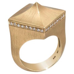 18k Modern Styled Gold Ring with Diamonds, by Gloria Bass