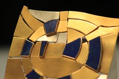 18K Modernist Gold and Lapis Lazuli Brooch Designed by Andre Lamy