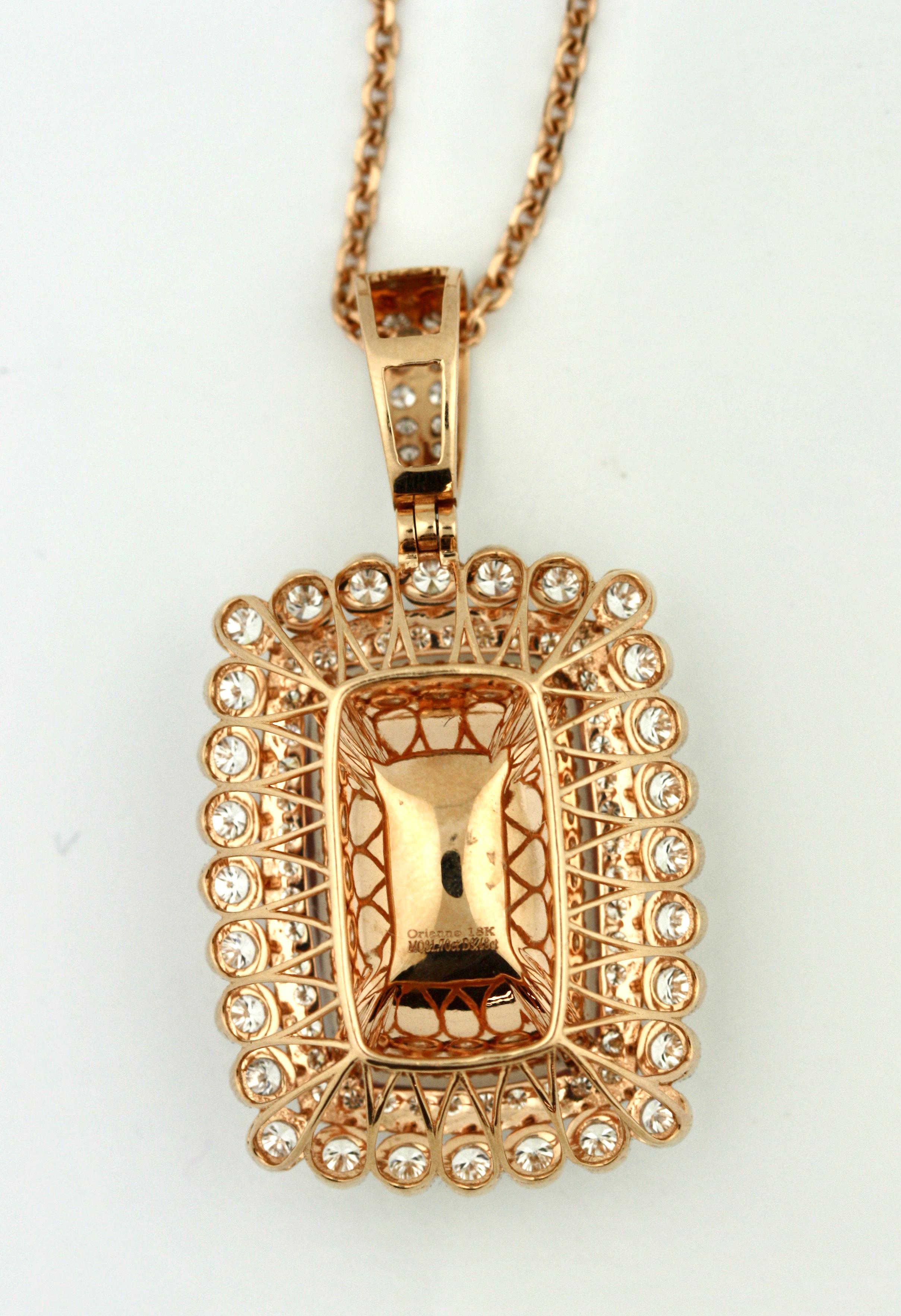 Women's or Men's 18k Morganite and Diamond Pendant Necklace