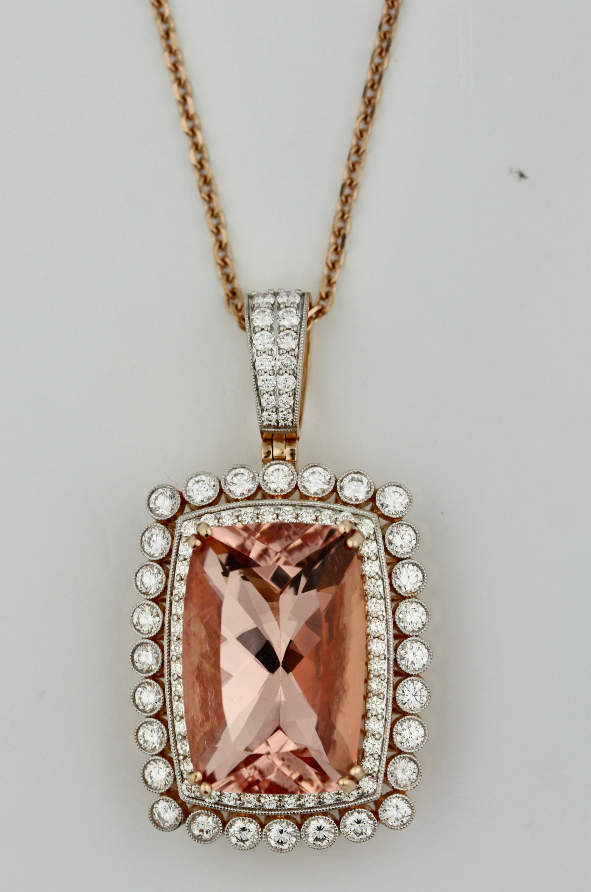 18k Morganite and Diamond Pendant Necklace 2