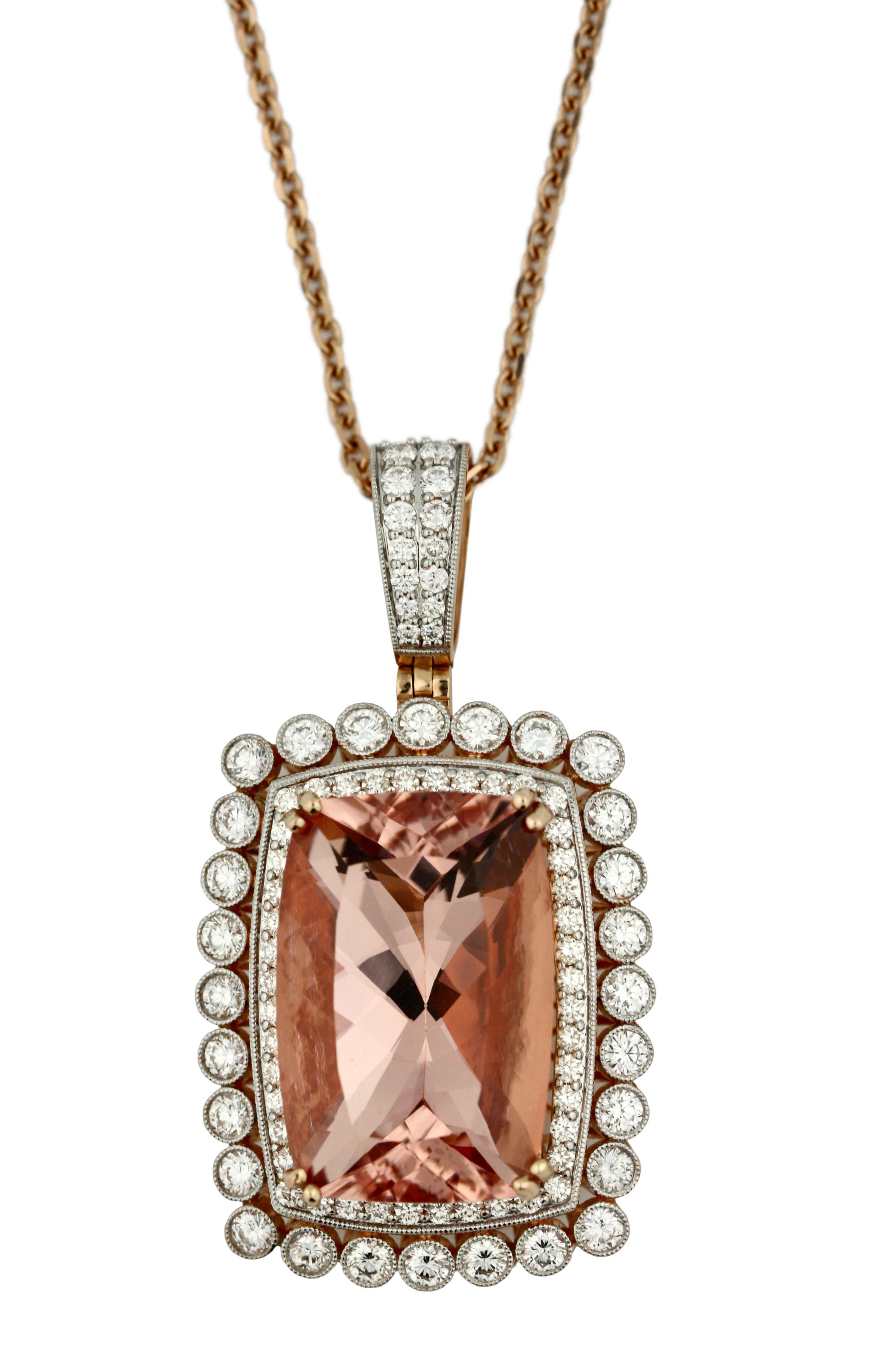 18k Morganite and Diamond Pendant Necklace 3