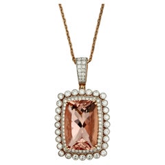 18k Morganite and Diamond Pendant Necklace