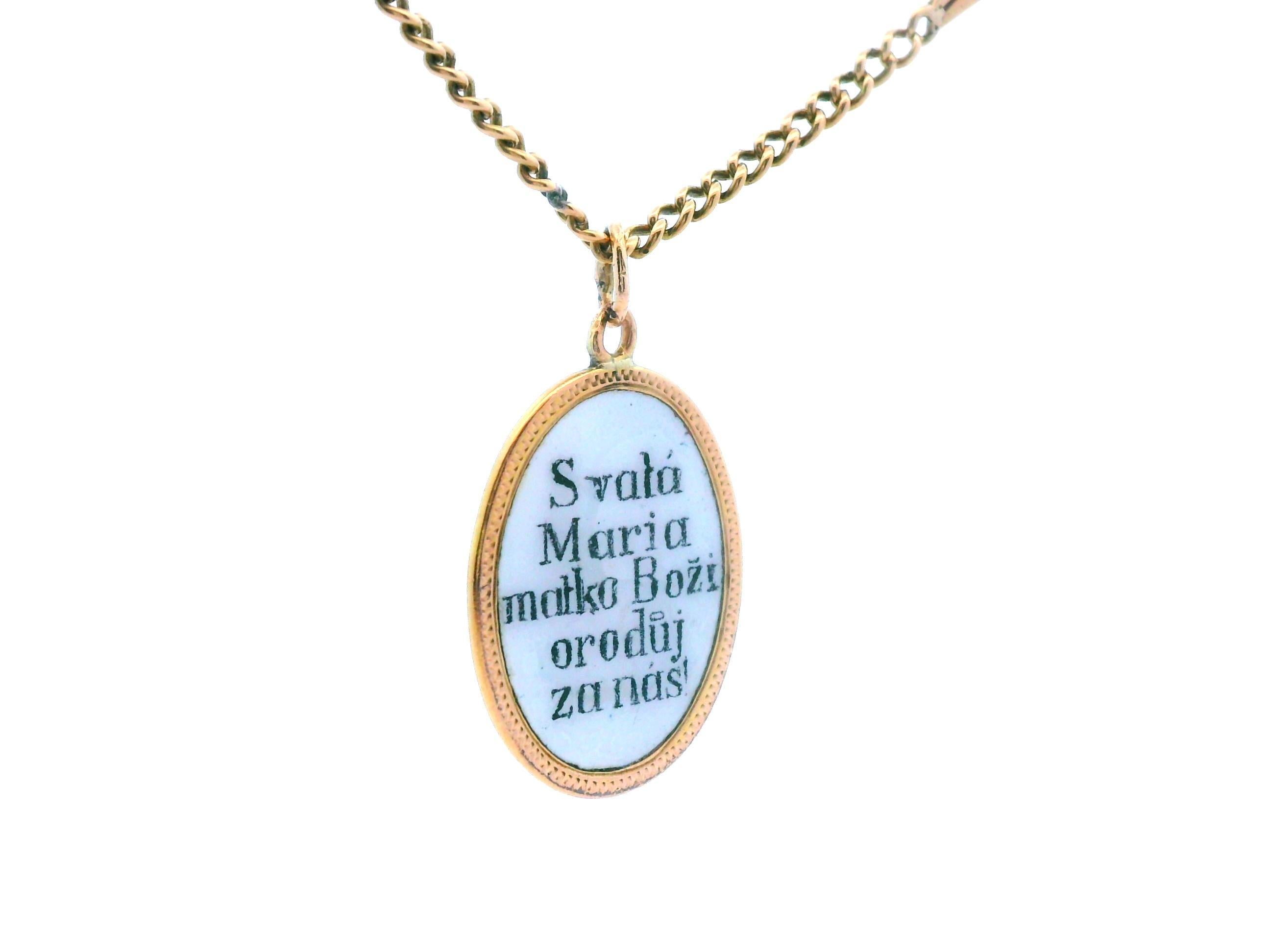 Pendentif Mère Maria 18k avec chaîne en or jaune 14k en vente 2