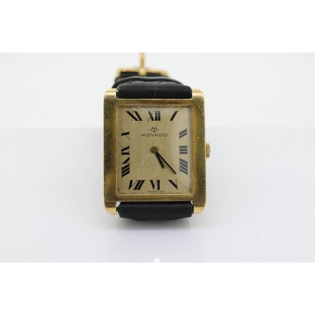 18k MOVADO Rechteckige Handuhr. Movado Vintage Tank im Zustand „Gut“ in Port Charlotte, FL