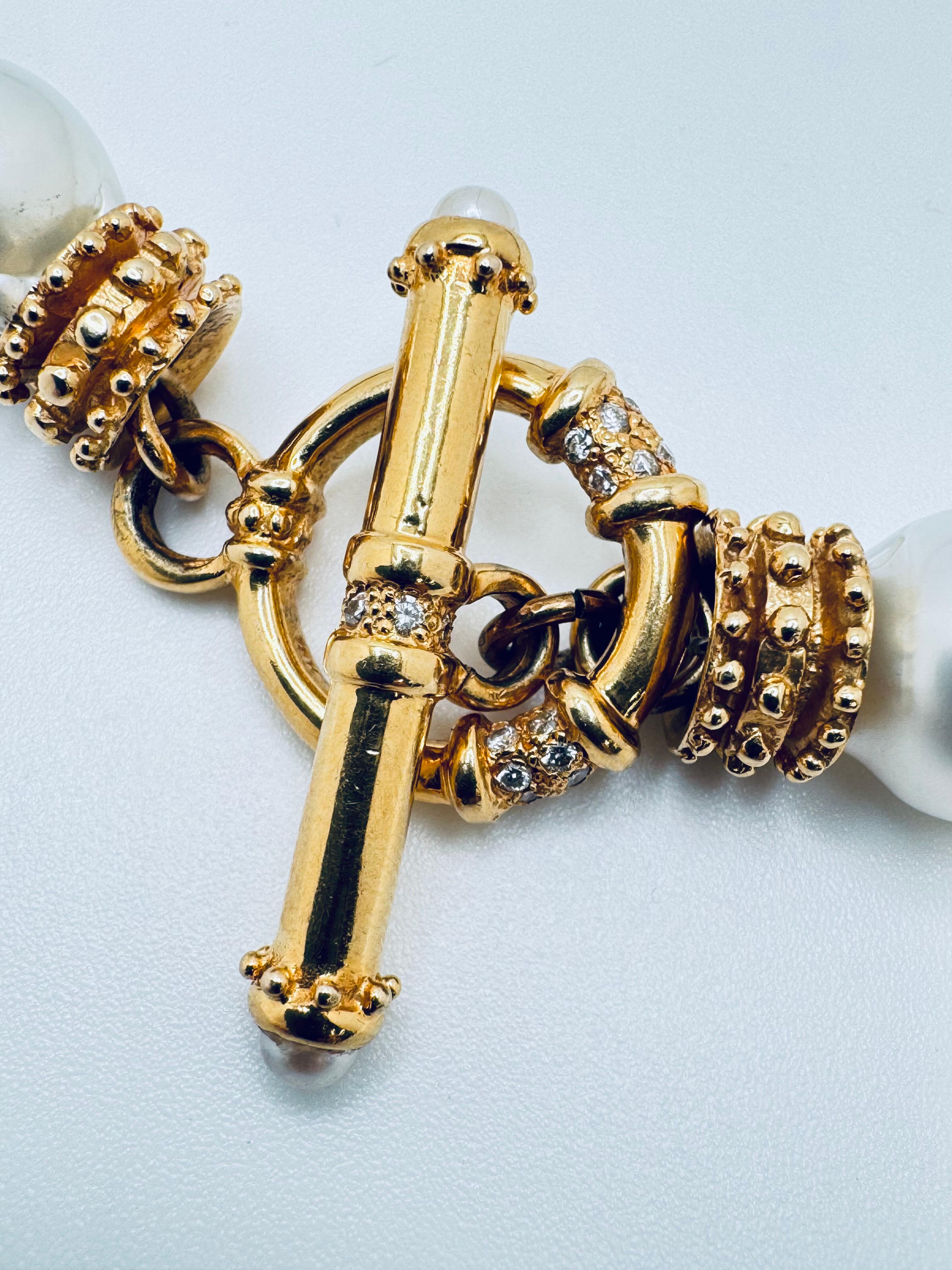 Taille ronde Collier de perles des mers du Sud multicolores et de diamants 18K 17.5