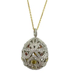 18k Multi Colored Diamond Pendant Necklace