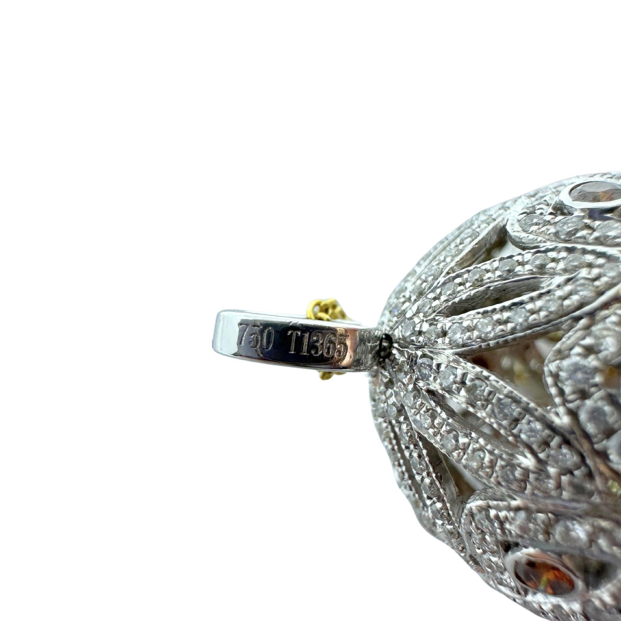 Collana con ciondolo con diamanti multicolore 18k in vendita 1
