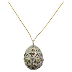 18k Multi Colored Diamond Pendant Necklace