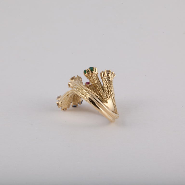 Multi Gem Flower Ring in 18K Gold For Sale at 1stDibs | multiflower ringe,  flower gem ring, multi gemstone flower ring