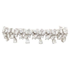18K Multi-Shape Diamond Cluster Statement Bracelet White Gold
