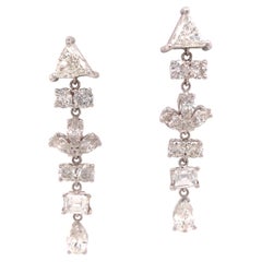 18K Multi Shape Diamond Hanging Earring White Gold