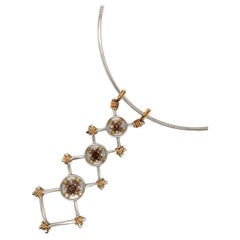 18k Multi Tone Gold Australian Cognac Diamond “Totem” Pendant