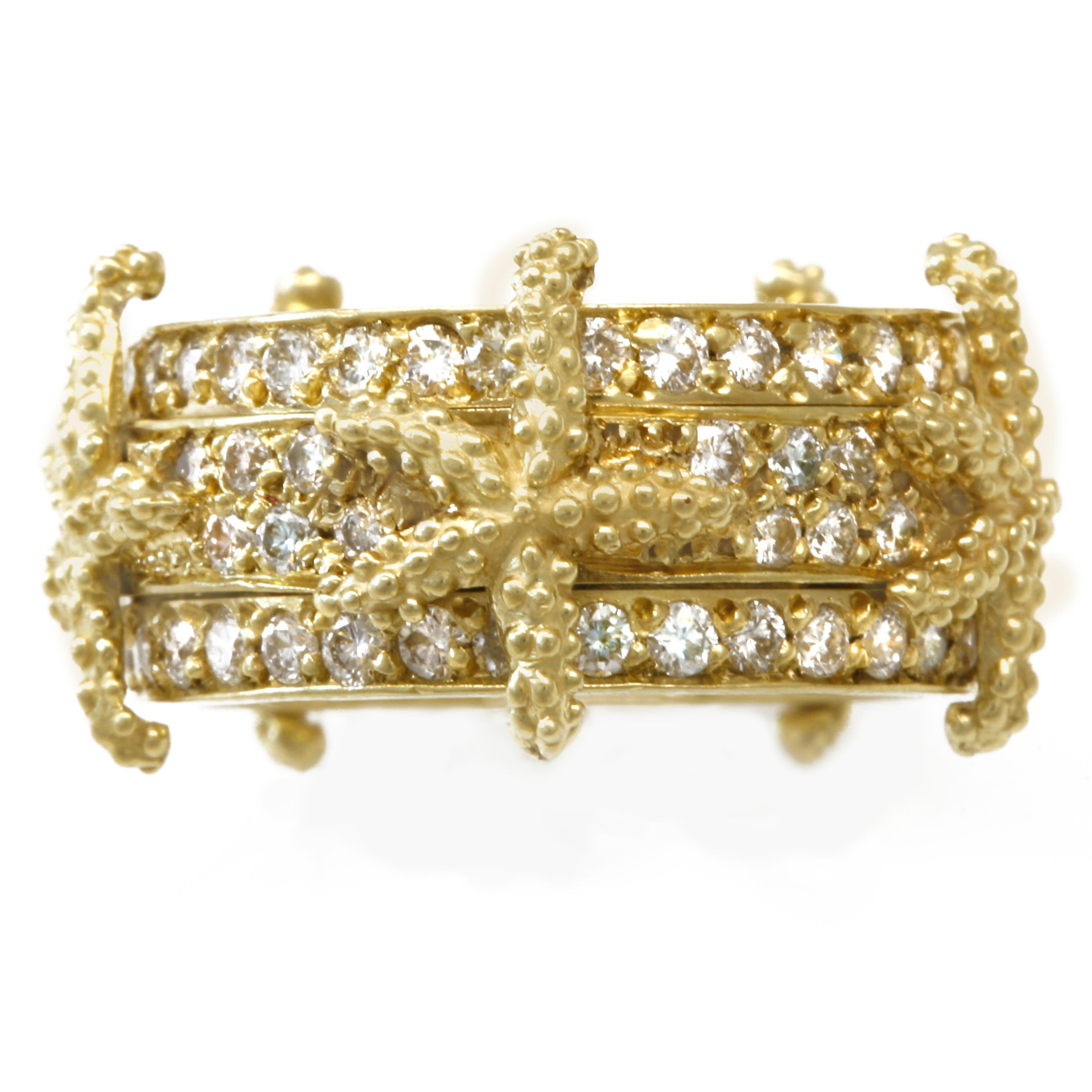 Diana Kim England Nantucket 18k Narrow Spinning Seastar Ring with Diamonds For Sale 2